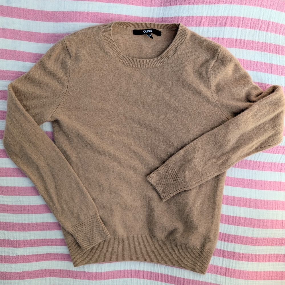 Quince Cashmere Camel Crewneck Sweater